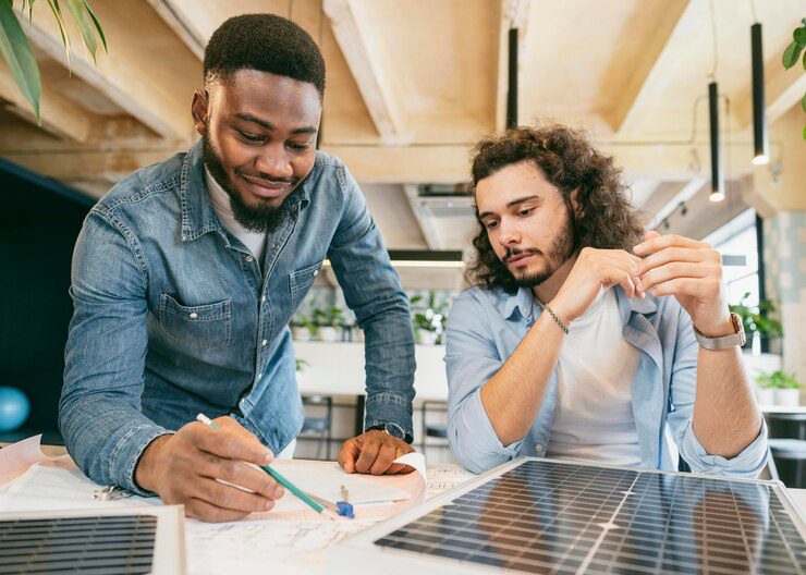 homens-de-tiro-medio-trabalhando-juntos-no-projeto